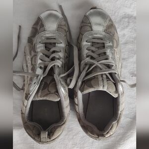 Coach women's size 8 silver canvas shoes